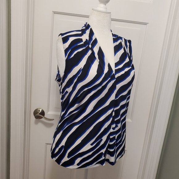 Calvin Klein Animal Print Gathered Neck Sleeveless Knit Top Size XLarge Stretch - Picture 4 of 9